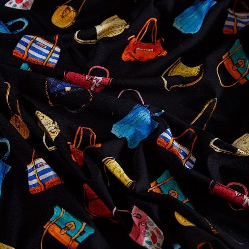 Трикотаж 056-14804 черный принтованный