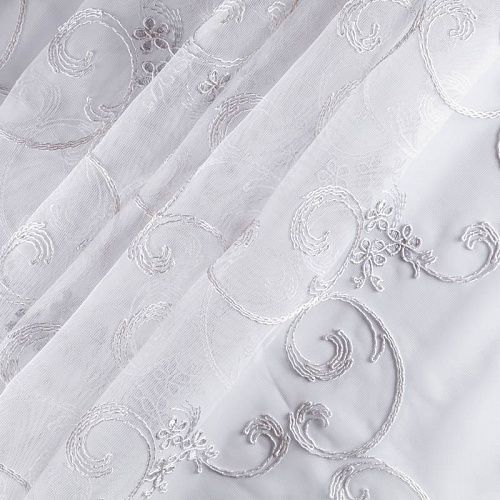 Тюль сетка с вышивкой 529-01-240 молочный