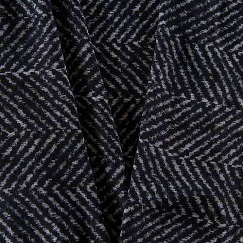 Крепдешин шелковый 028-12464 черный принтованный