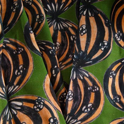 Лен натуральный 035-12336 травяной зеленый принтованный