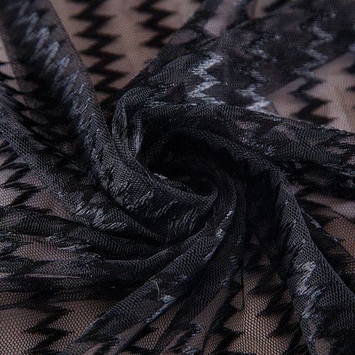 Сетка трикотажная 050-09331 зигзаг черный